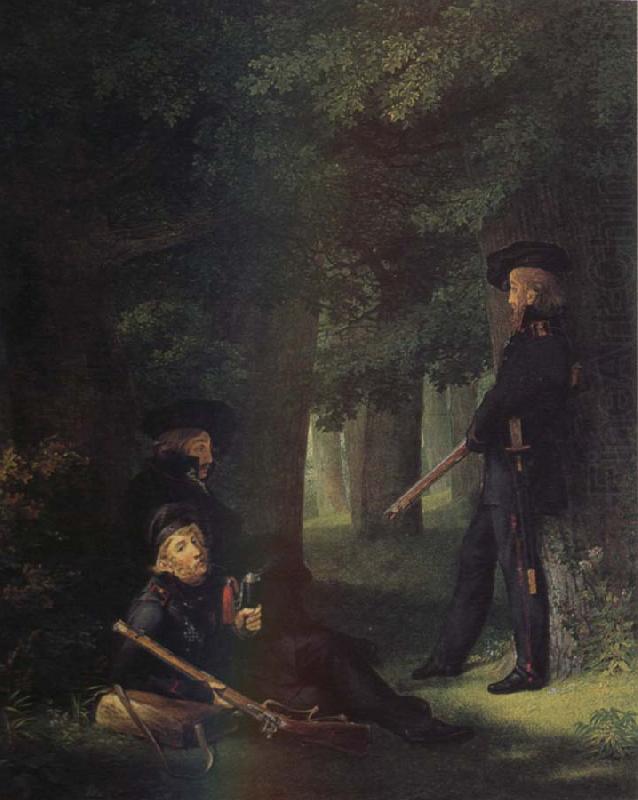 Georg Friedrich Kersting Theodor Korner,Friedrich Friesen and Heinrich Hartmann on Picket Duty china oil painting image